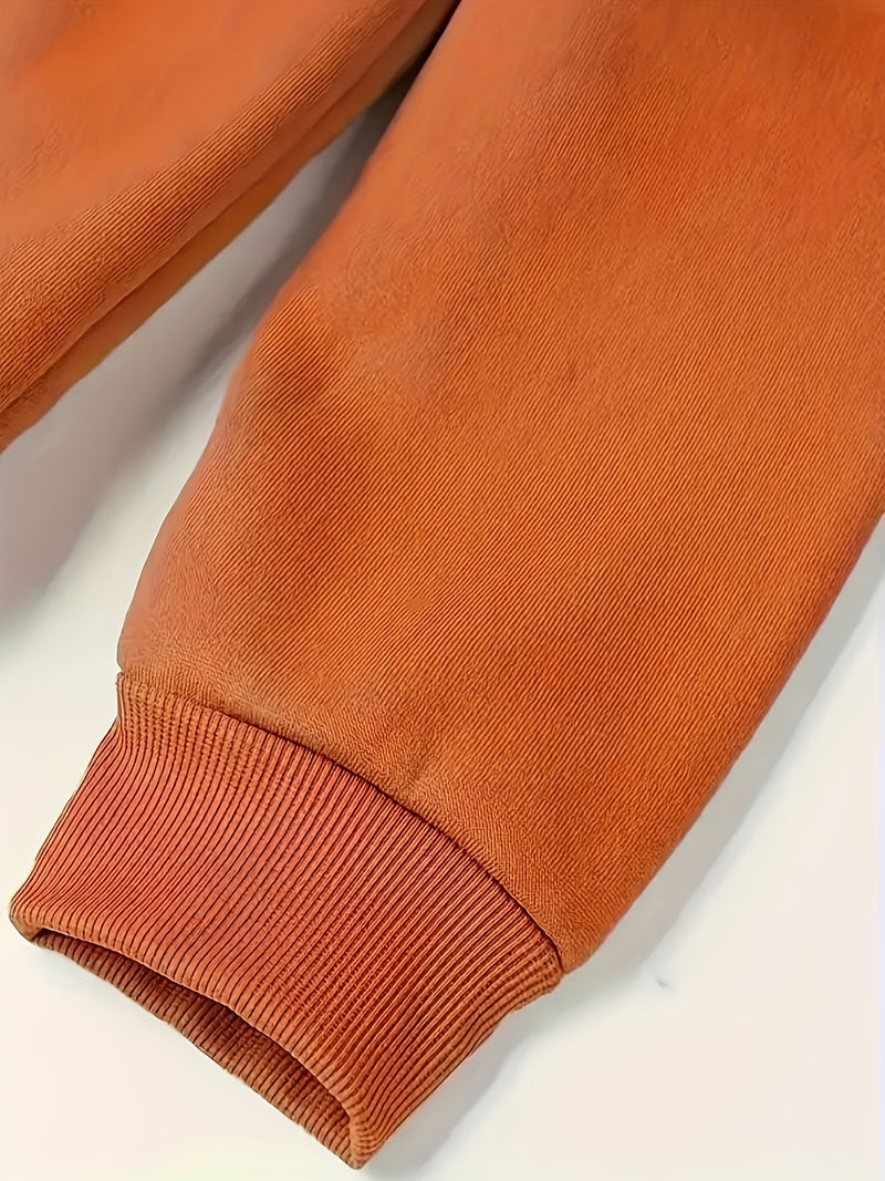 Men's Hoodie. Solid Color Long Sleeve Open Front Hooded Sweatshirt Jacket.