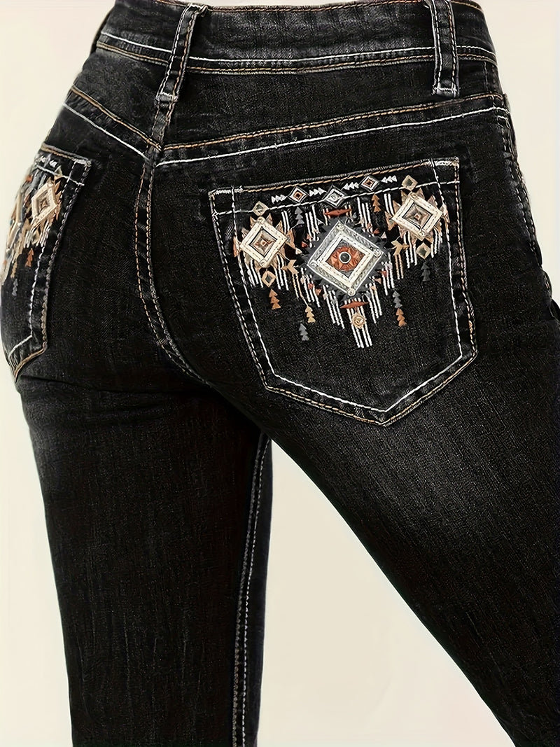 Women's Mid-rise Stretch Denim Pants.