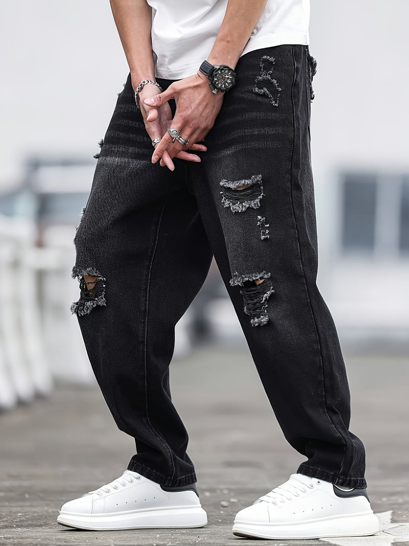 Men's Distressed Denim Pants.
