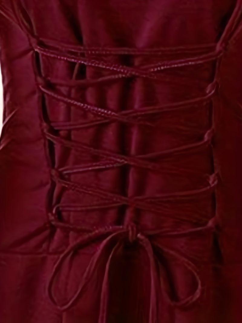Women's Solid Color Tie-Up Asymmetrical Dress.