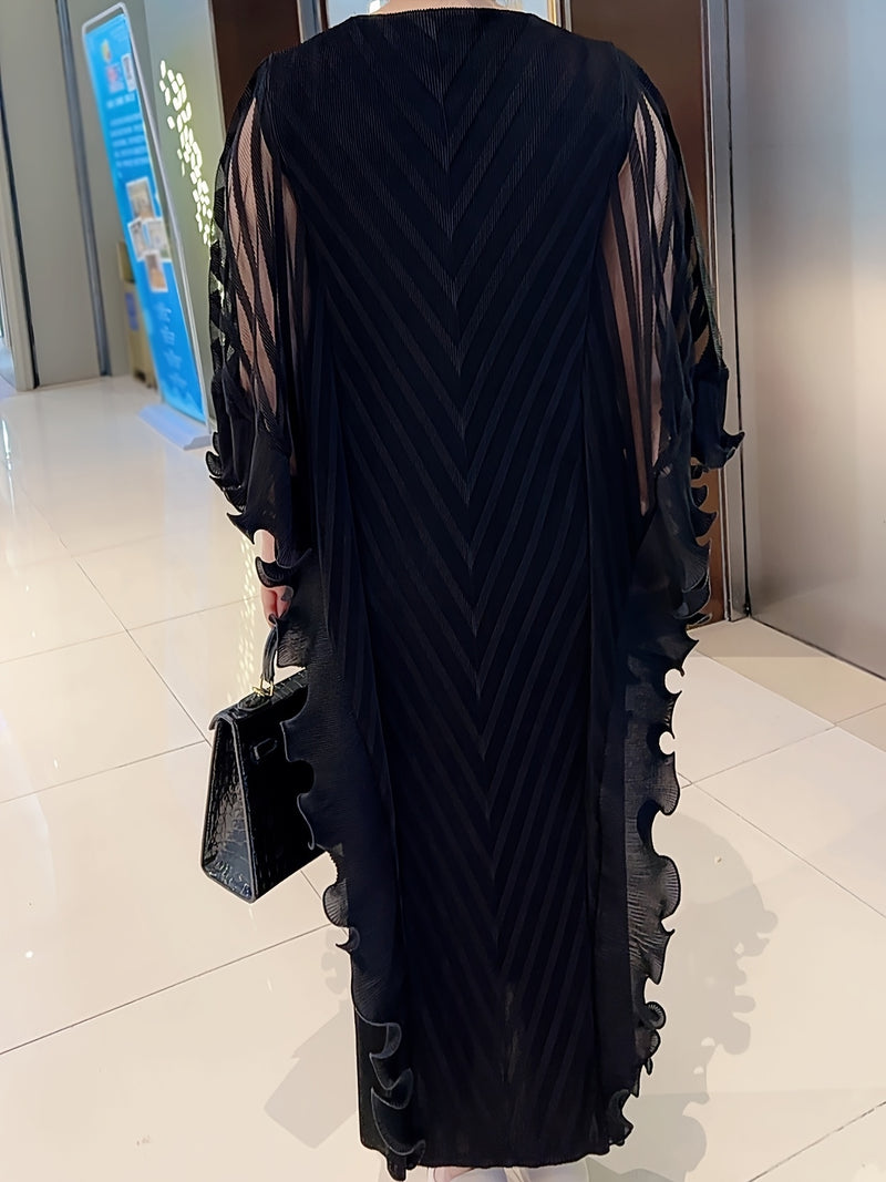 Women’s Elegant Long Dress with Stylish Pleats.