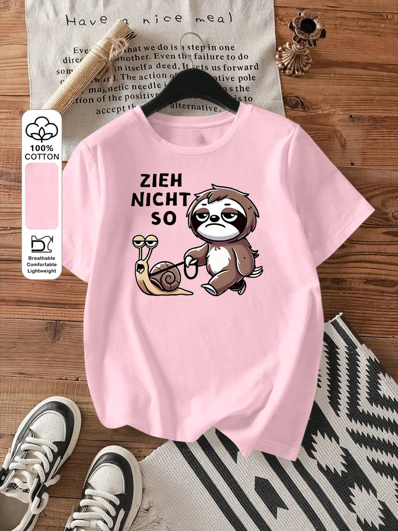 Women's Fashion Printed Round Neck Short Sleeve T-Shirt.