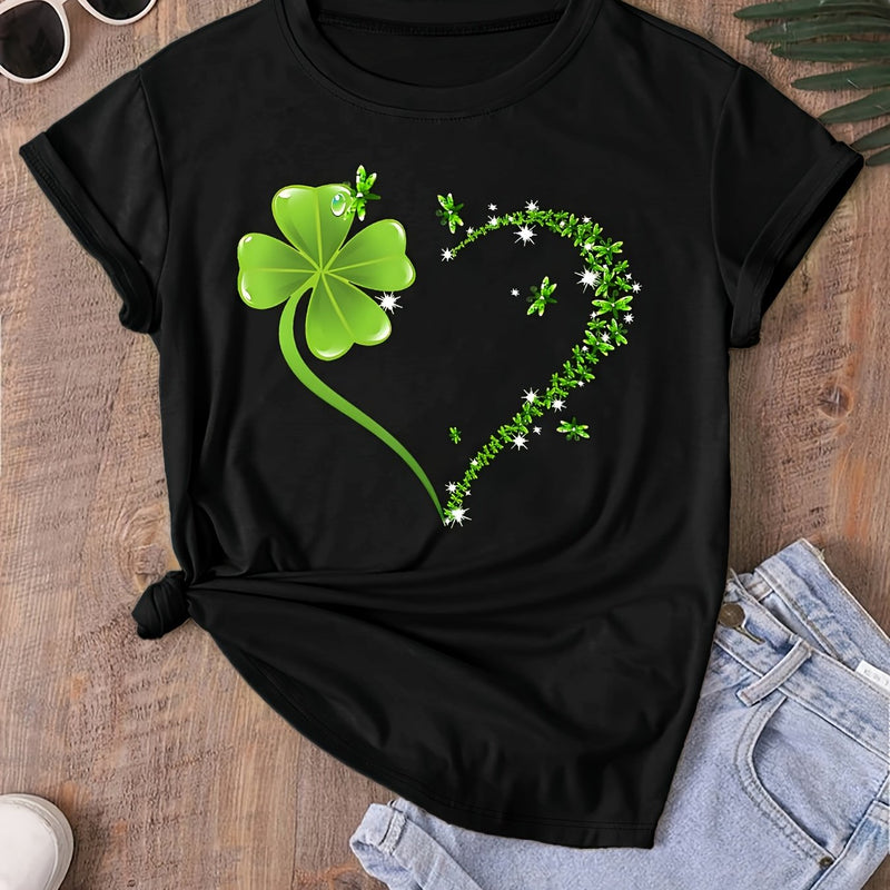 Round neck T-shirt in small and plus sizes, summer/spring Women's top.