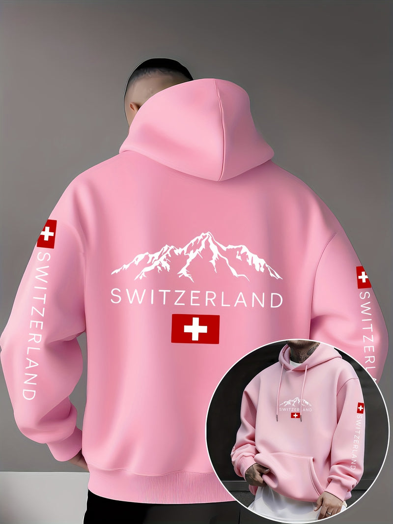 Men'S & Women'S Swiss Flag & Matterhorn Mountain Graphic Hooded Sweatshirt.