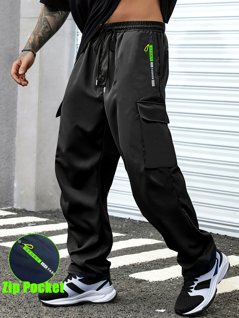 Men's Outdoor Casual Cargo Pants - Made from Polyester Fabric.