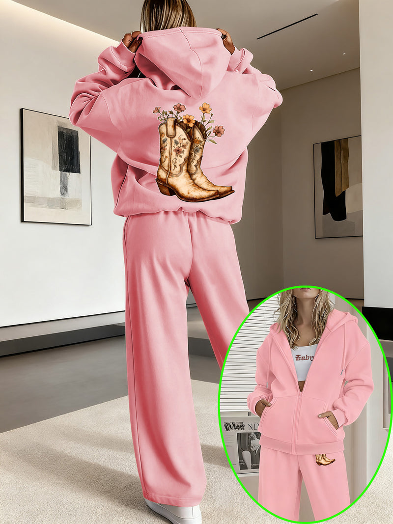 Women’s Graphic Print 2pcs Set, Hoodie & Pants.