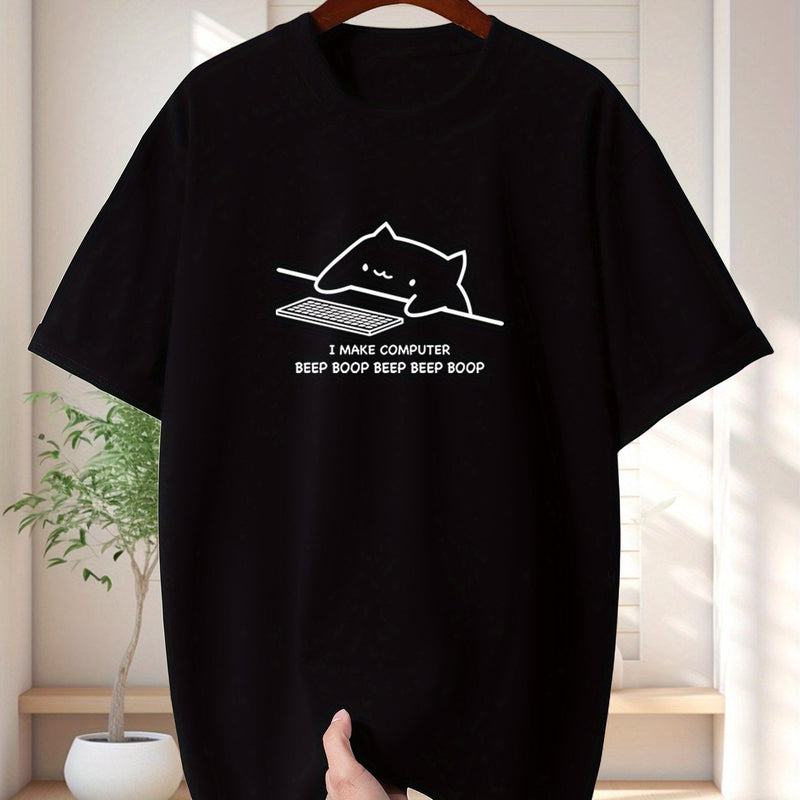 Men's Pure Cotton New Fashion Letter Design Print Casual Short Sleeve.