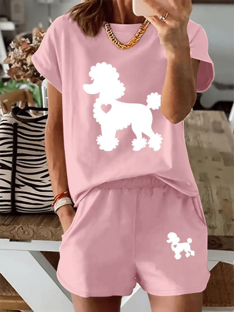 Women’s Graphic Print Two Piece Set, Short Sleeve T-shirt & Shorts.