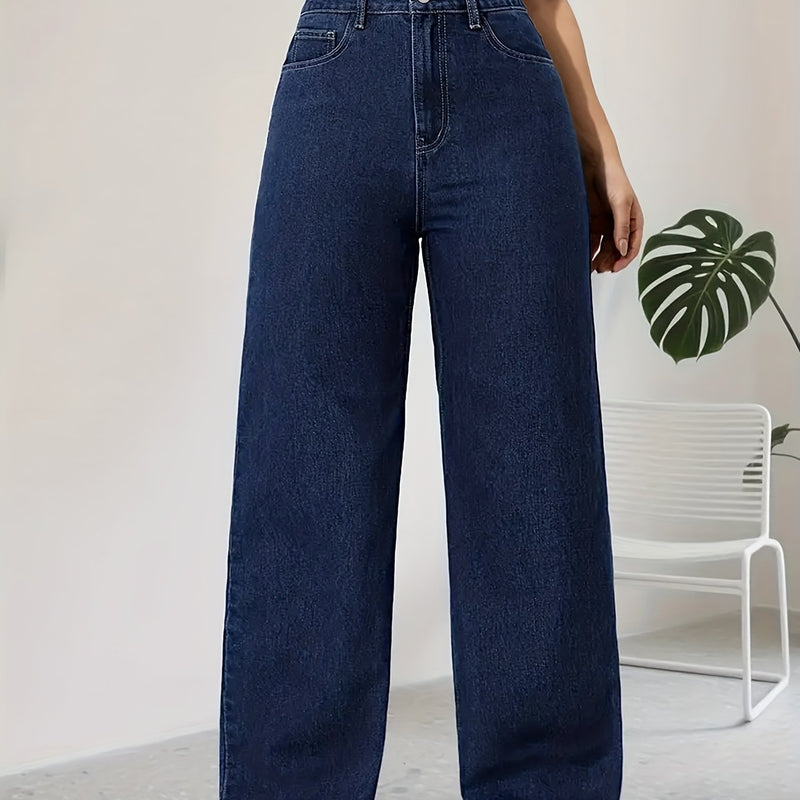 Ladies Loose Wide-Leg High-Waisted Elastic Comfortable Straight-Leg Long Pants.