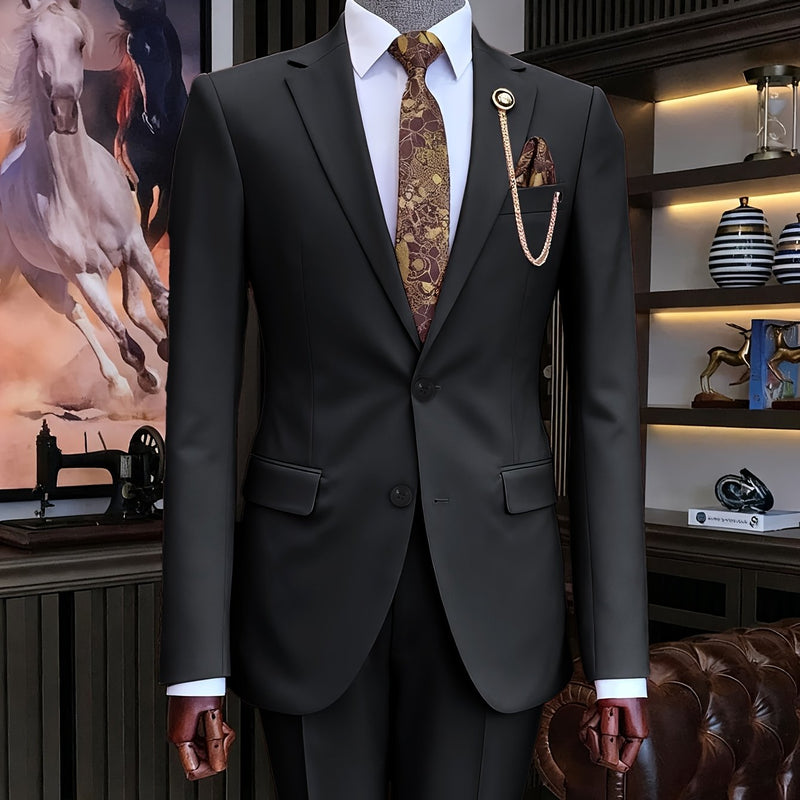 A Men'S Two-Piece Suit Featuring a Easy And Stylish Design.