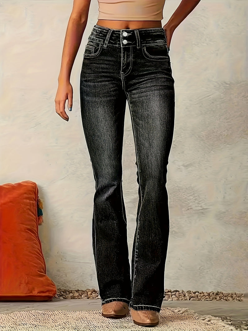 Ladies' Double-Button Casual Jeans.