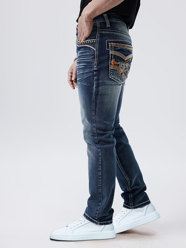 Men's Slim-Fit Straight-Leg Stretch Denim Jeans.