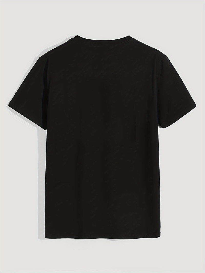 Men's Poker Card Pattern Summer Casual Crew Neck Short T-Shirt.