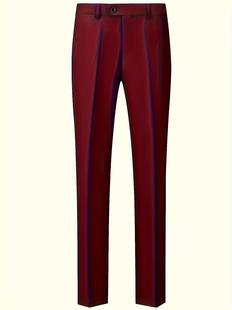 Men's 2pcs Suit, Double-Breasted Notch Lapel Solid Color Blazer and Pants Set.