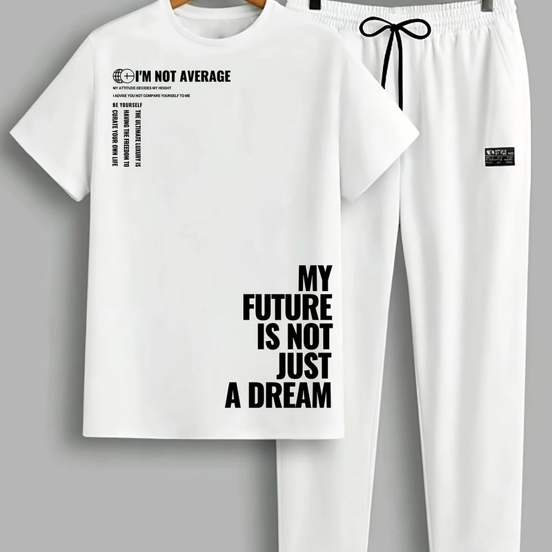 Men's 2pcs Summer Set Casual T-Shirt and Pants Outfit.