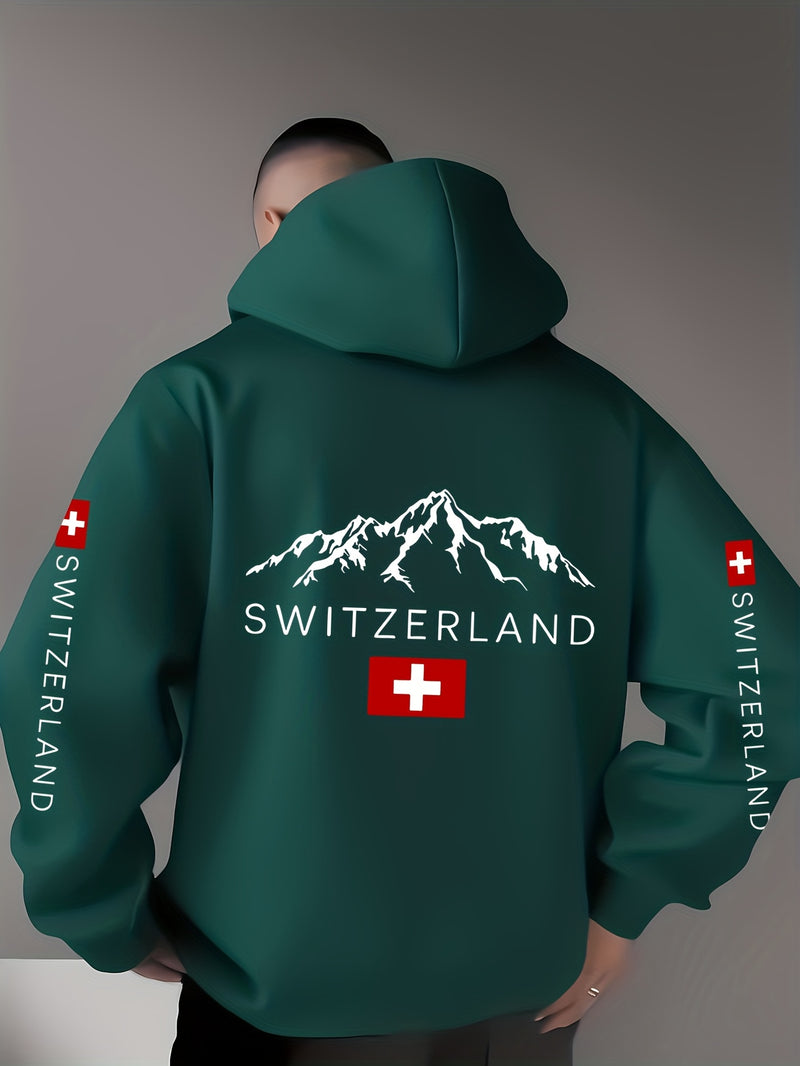 Men'S & Women'S Swiss Flag & Matterhorn Mountain Graphic Hooded Sweatshirt.