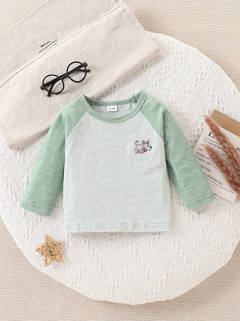 3pcs Pack Baby Animal Embroidered Long Sleeve T-Shirts.