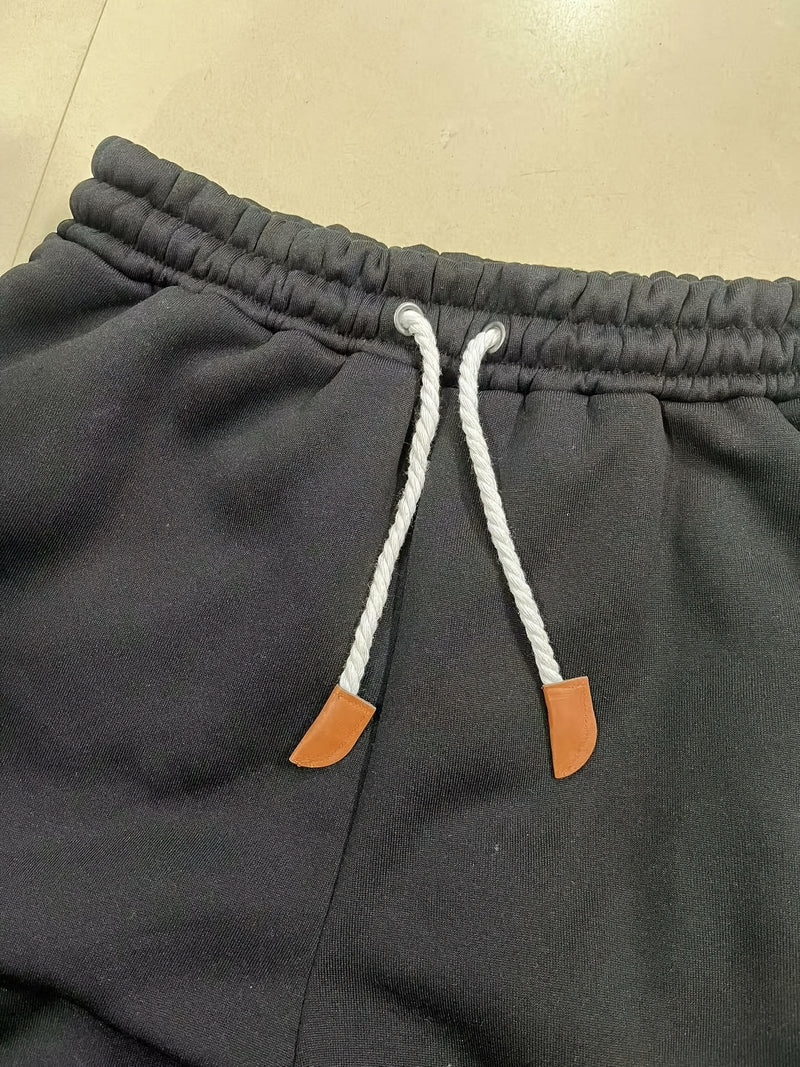 Men's Solid Color Loose Sports Pants, Micro Elastic Warm Thick Casual Pants.