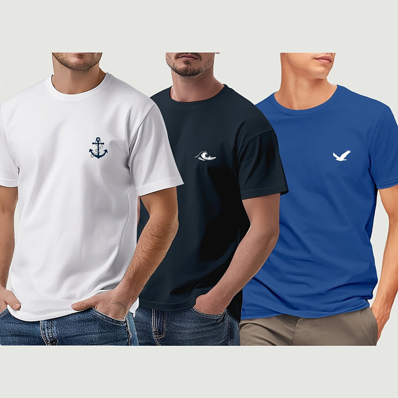 3pcs Men's Short Sleeve T-Shirts.