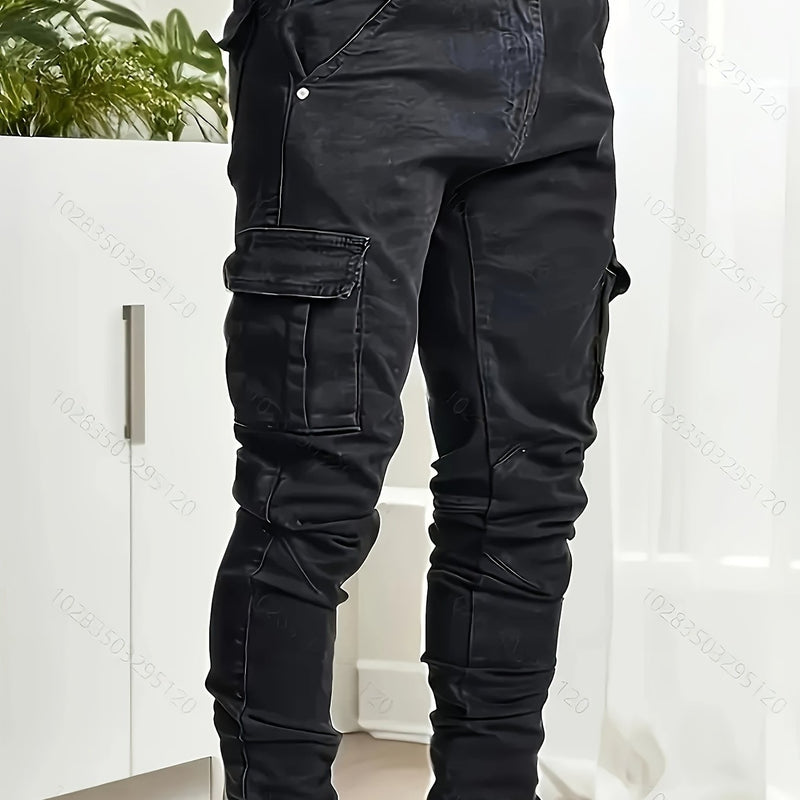 Men's Trendy Casual Long Pants with Multiple Pockets.