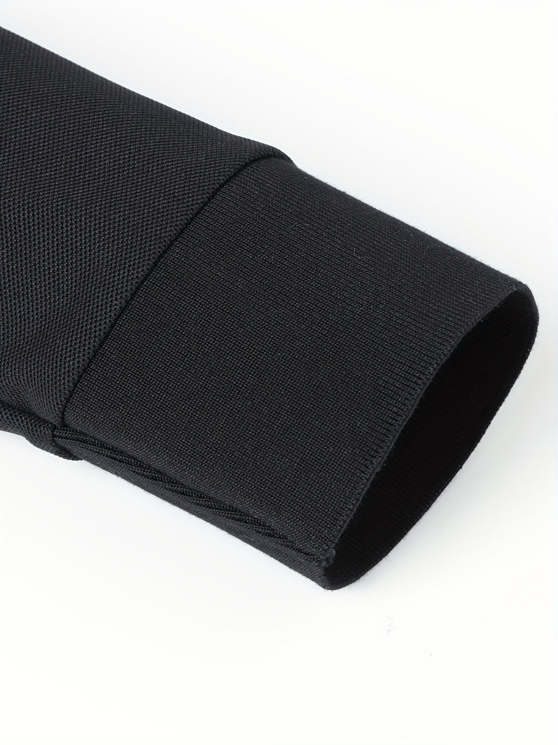 Men's Outdoor Golf and Equestrian Lapel Polo Shirt, Long Sleeve.