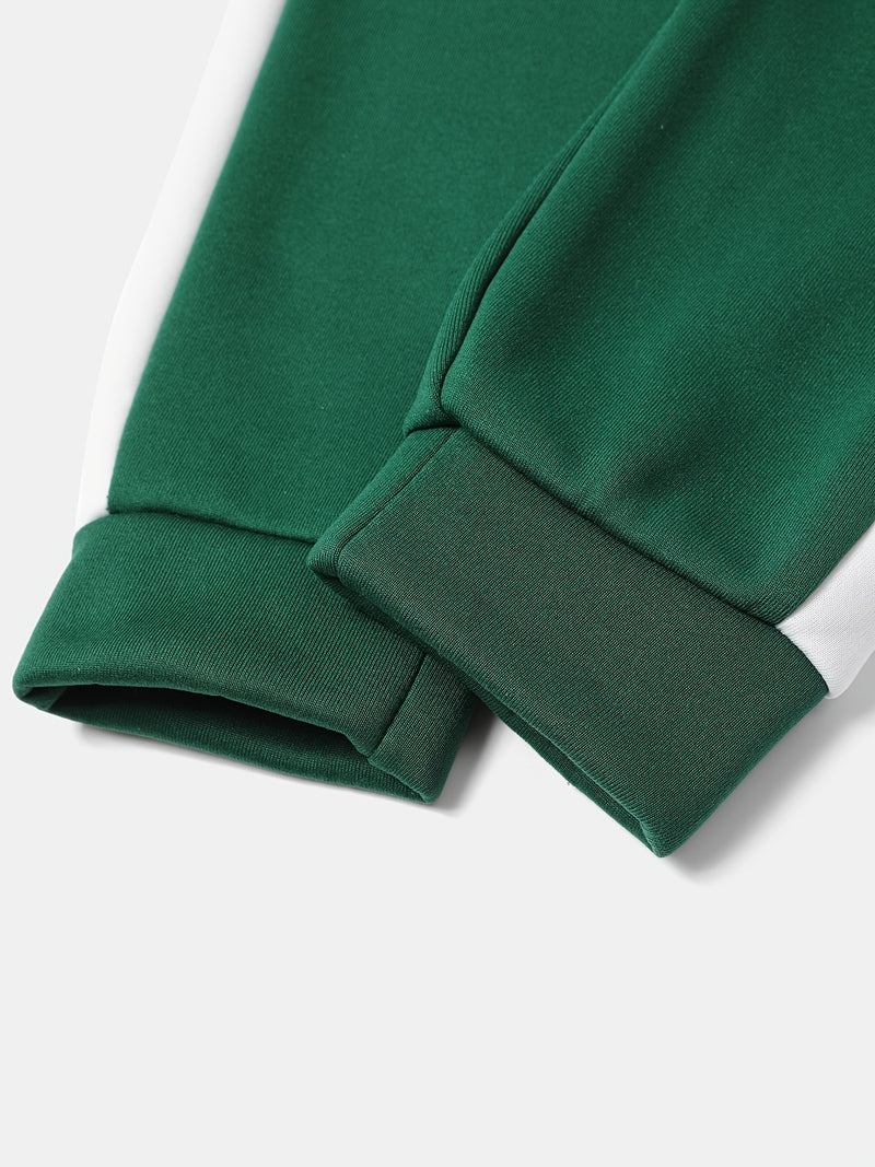 Men's Autumn And Winter Zip-Up Long Sleeve Sweatshirt And Long Pants Set.
