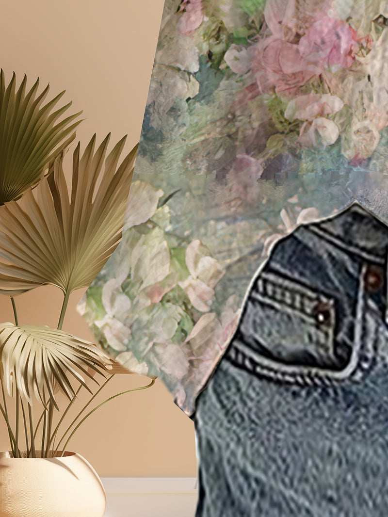 Elegant Women's Floral Print Button-Up Shirt.