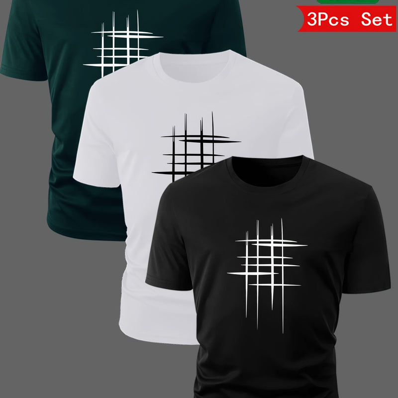 3 pcs Cotton Short-sleeve Men's T-shirts.