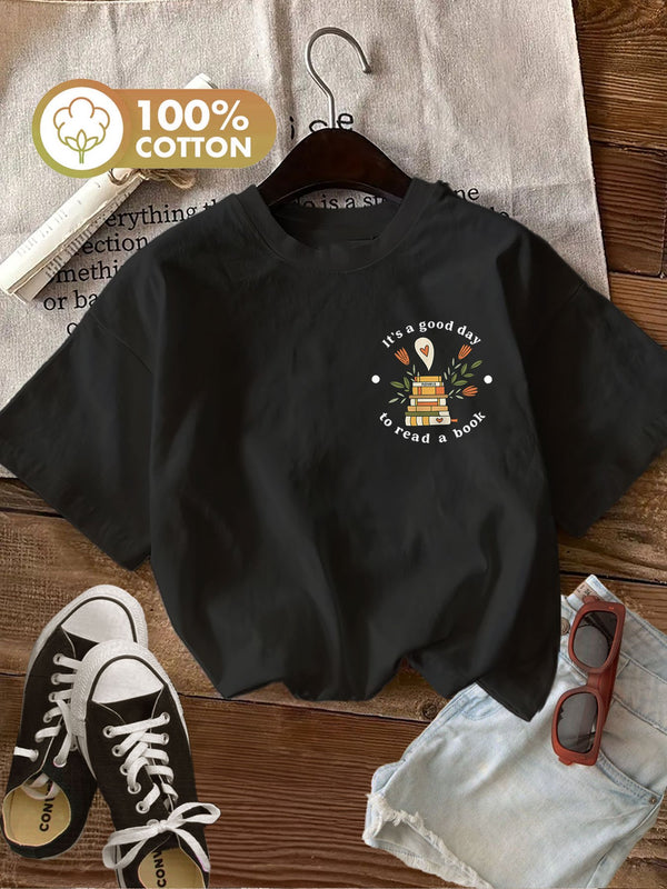 Women’s Graphic Print T-shirt, Short Sleeve Crew Neck Casual.