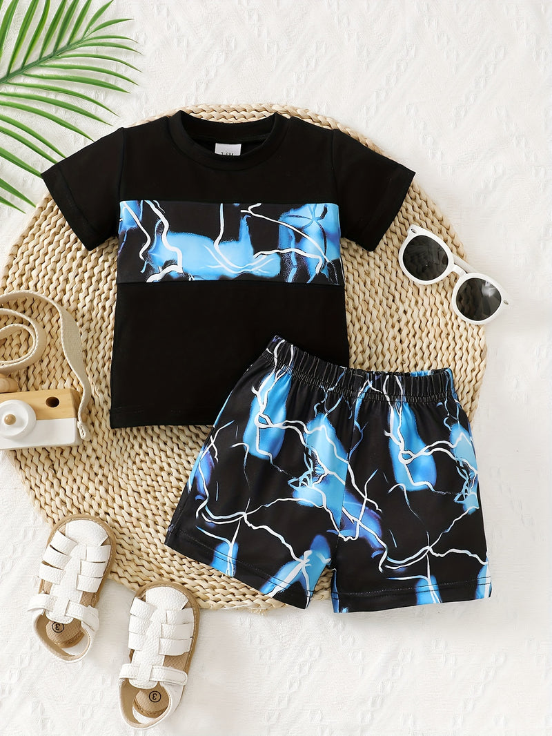 Boys' Printed Short Sleeve Top and Pants Set.