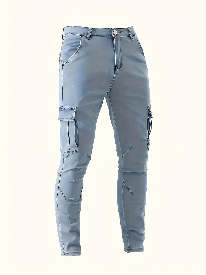 Men's Trendy Casual Long Pants with Multiple Pockets.