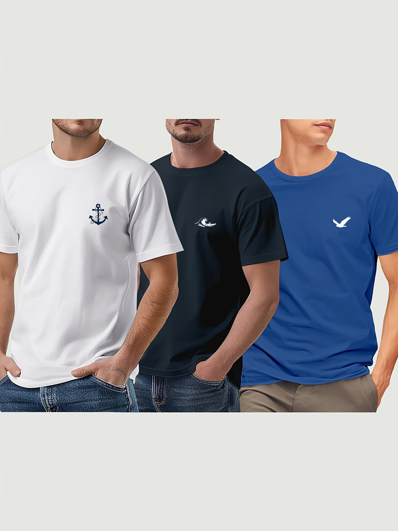 3pcs Men's Short Sleeve T-Shirts.
