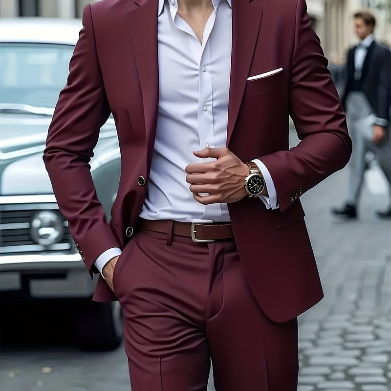 Men's 2pcs Wedding Suit Set Slim Fit Business Suit Jacket,Classic Pants.