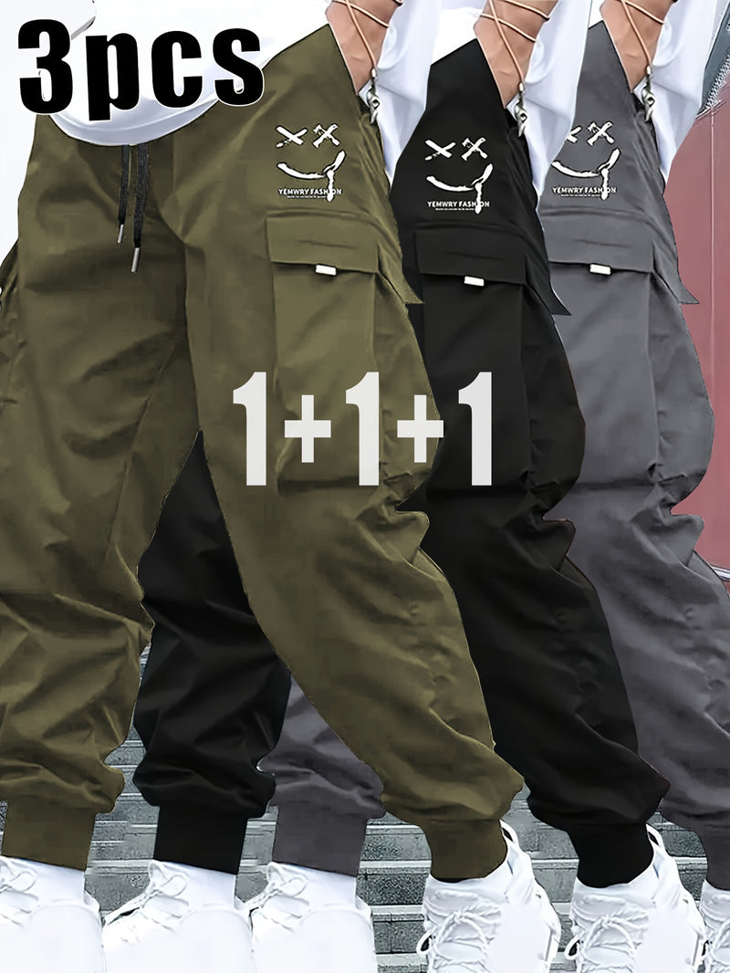 3pcs Men's Heavy-Duty Work Pants.
