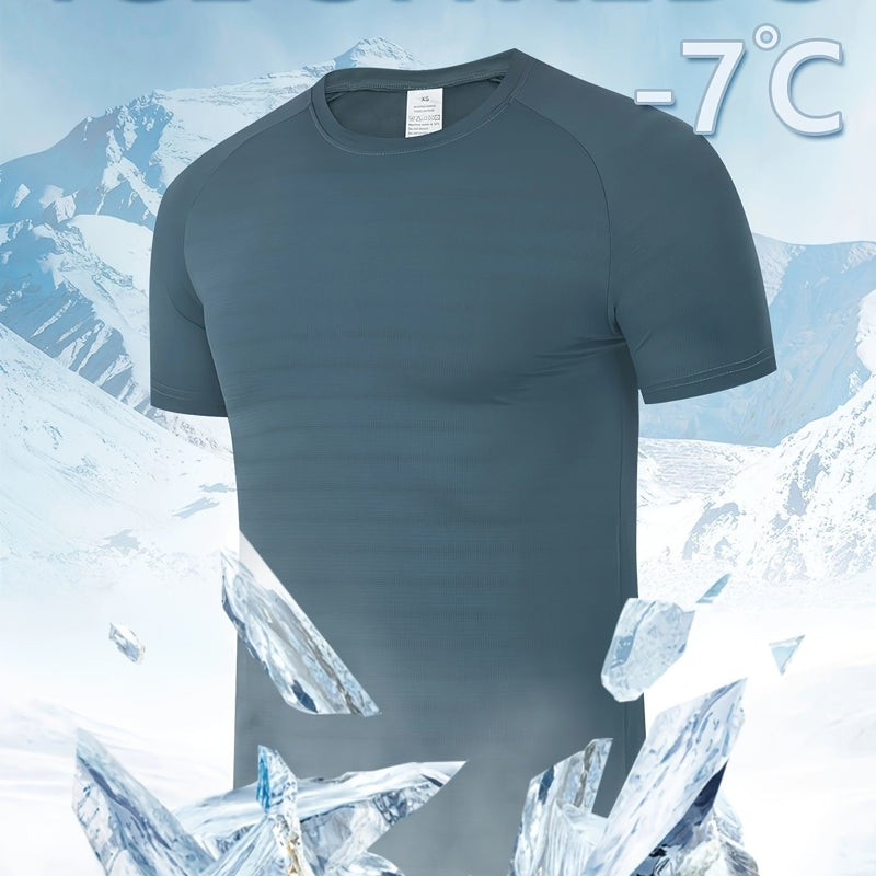 Men's Quick-Dry Ice Cooling Short Sleeve T-Shirt.