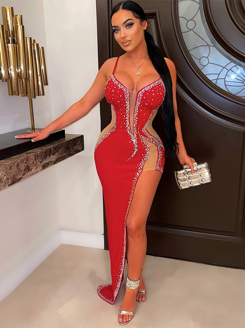 Women's Sexy Rhinestone Long Dress.