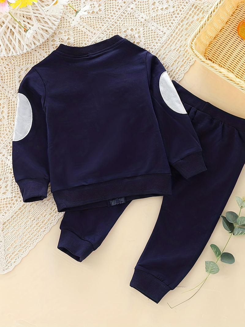 Boys Spring/Autumn Long Sleeve Outfit - Two-Piece Set with Star Print.