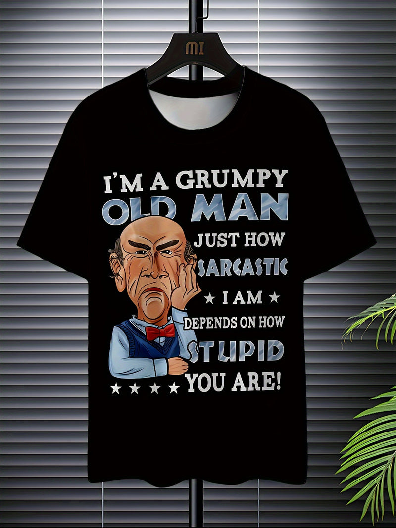 Men's Fashion T-Shirt with 3D Digital Print and Old for Man Lettering.