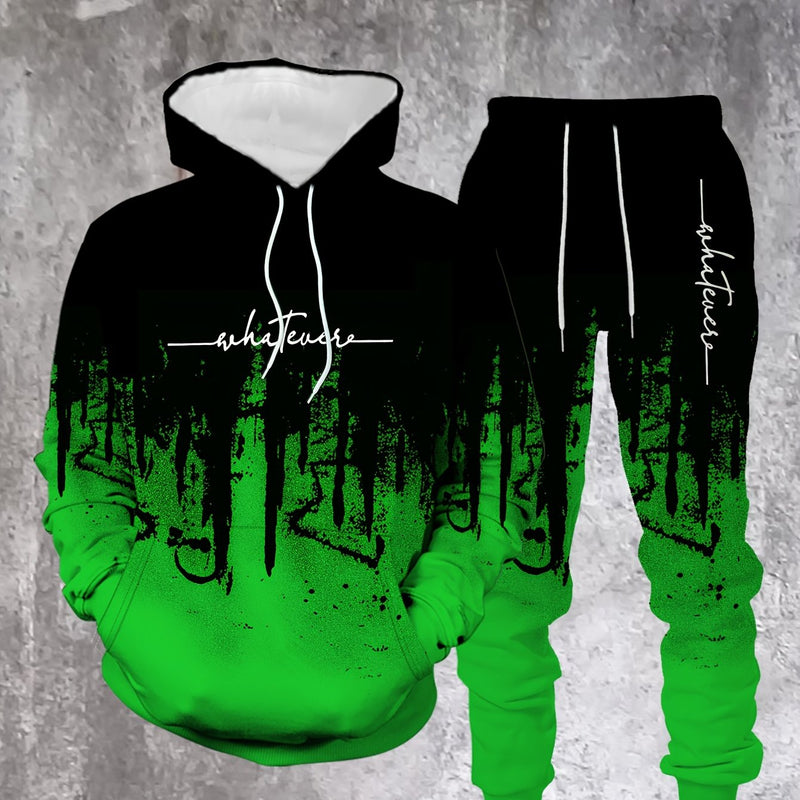 Men's Casual Sweatshirt Set with a Easy Black And Green Color.