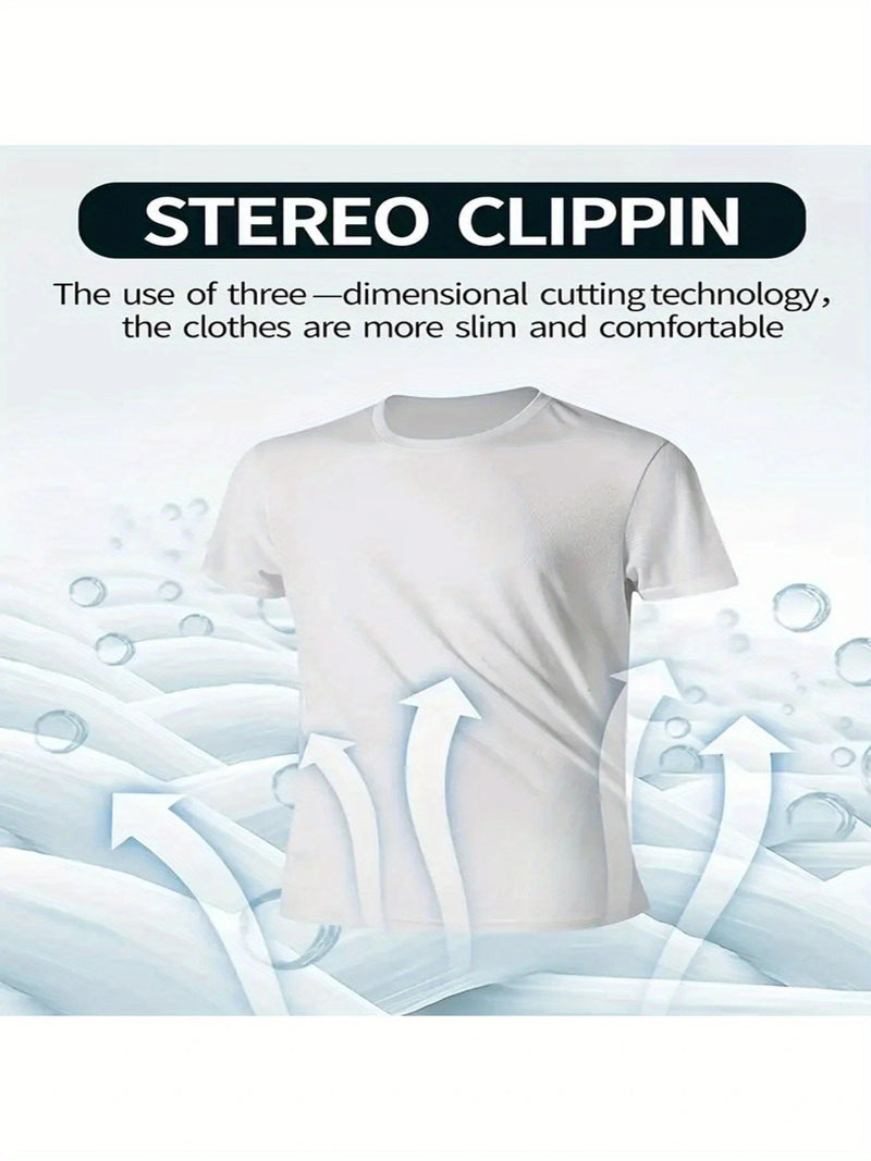 3pcs Men's Printed T-Shirts - Soft, Breathable Polyester Crew Neck Tees.