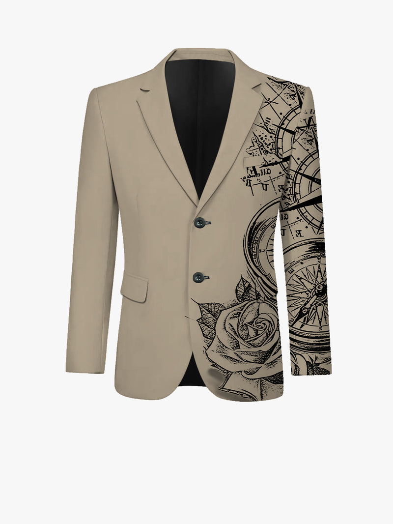 Men'S Digital Print Fashionable Suit Jacket + Vest + Trousers Three-Piece Set.