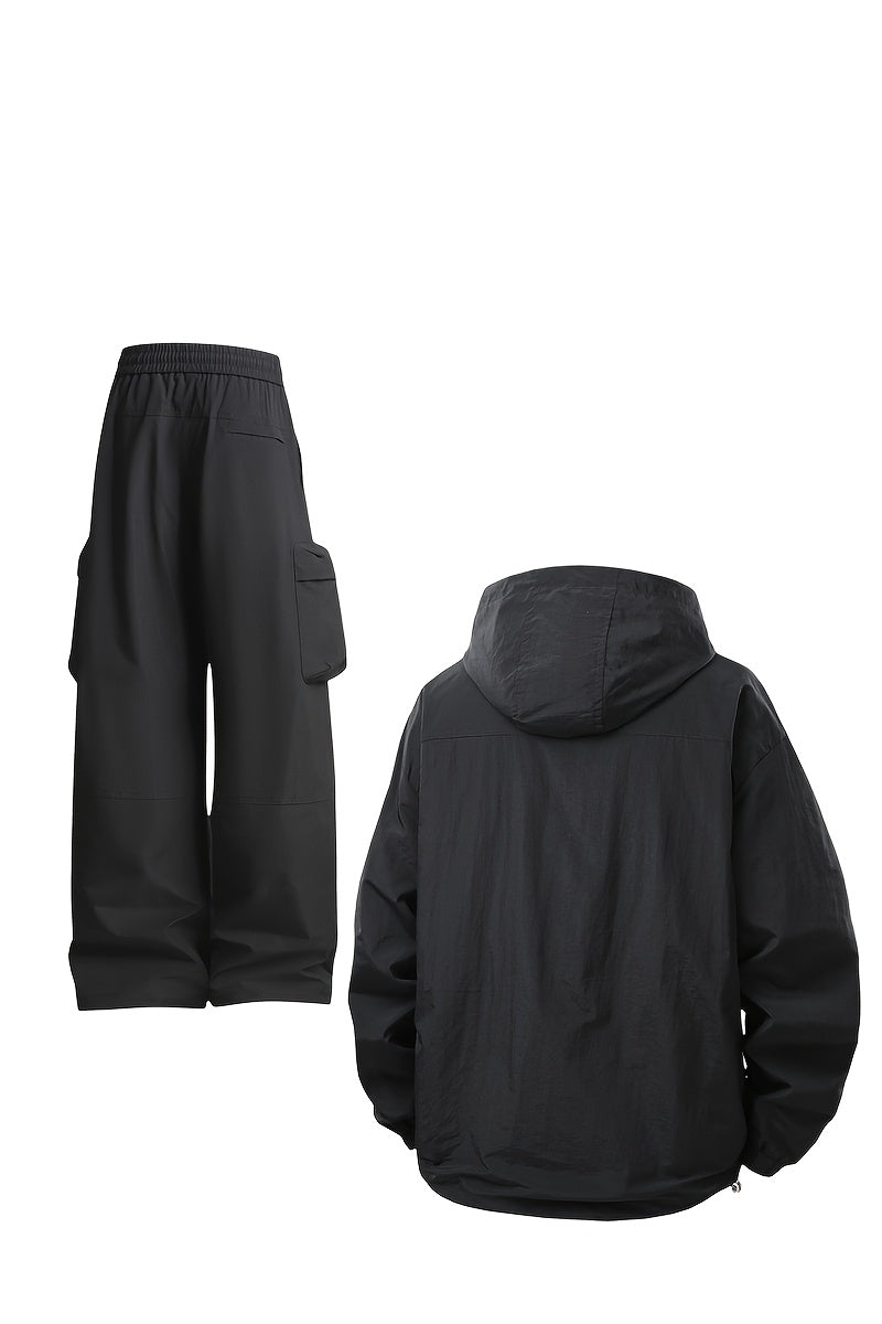 Men's Stylish Two-Piece Casual Jacket with Drawstring.