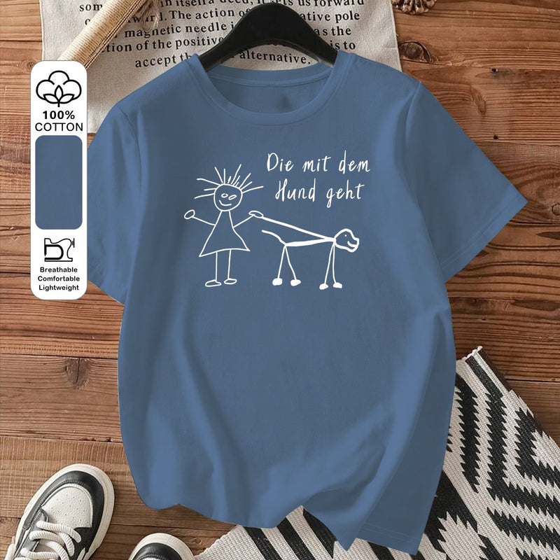 Women's Fashion Printed Round Neck Short Sleeve T-Shirt.