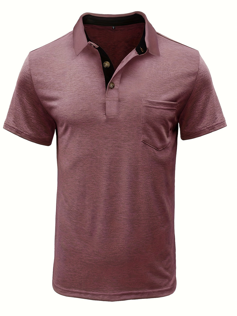 Men's Plaid Collar Pocket T-shirt.