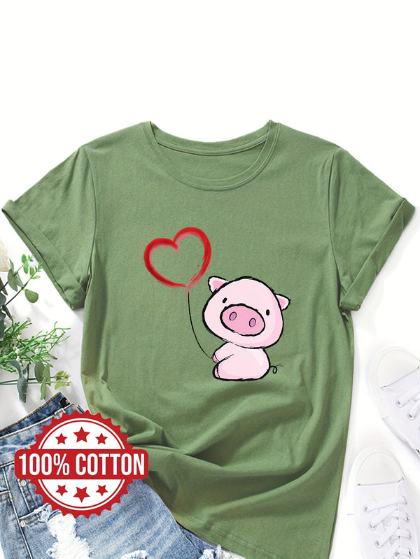 Women's Cute & Heart Balloon Print T-Shirt.