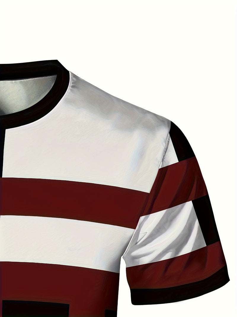 This Men'S Sports Fashion Short-Sleeve T-Shirt Has a Geometric Print.