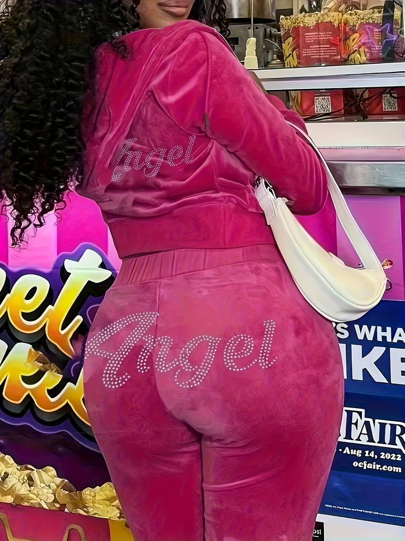 Women's Outdoor Sports Leisure Two-Piece Set Made of Korean Velvet.