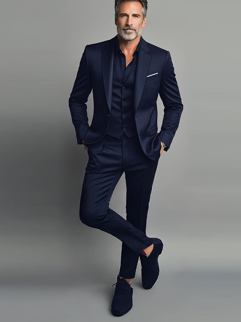 Men's High-End Suit Set, Plus Size Western Pants Vest Formal Wear.