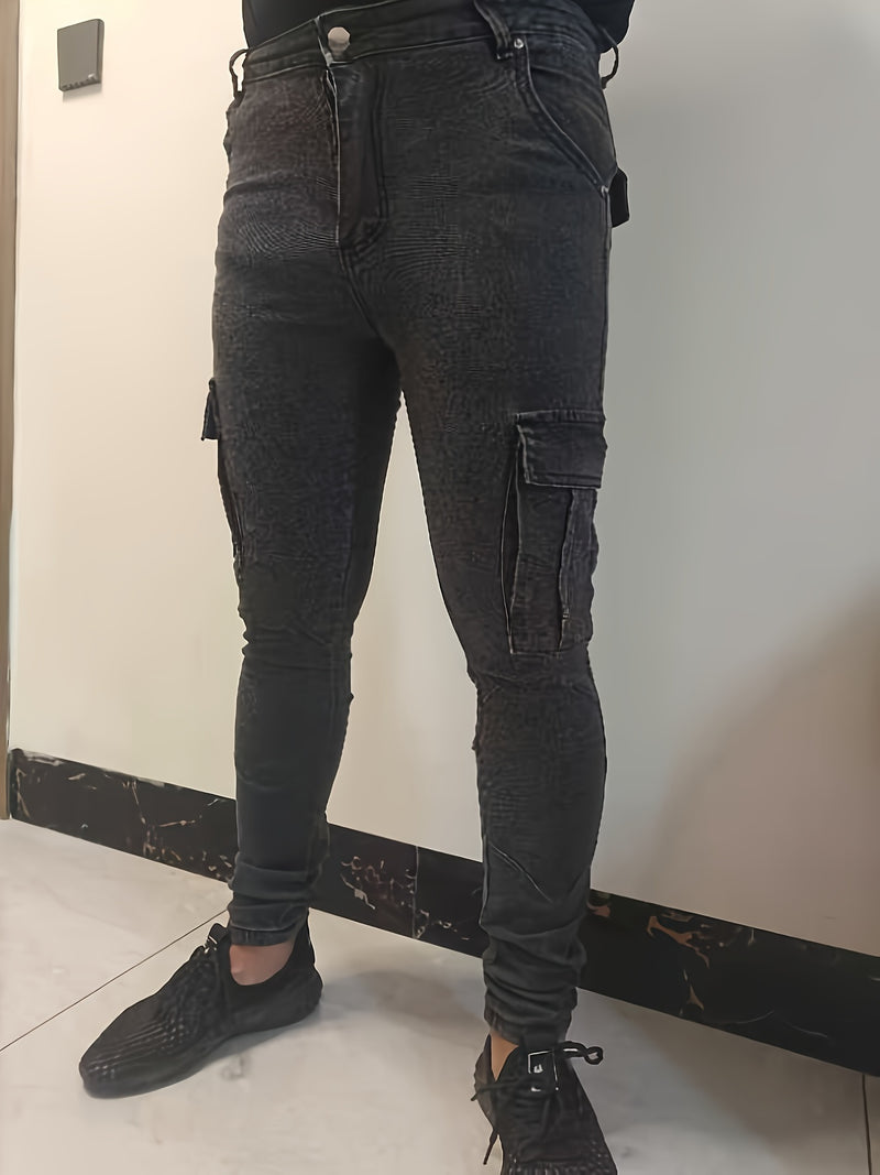 Men's Trendy Casual Long Pants with Multiple Pockets.