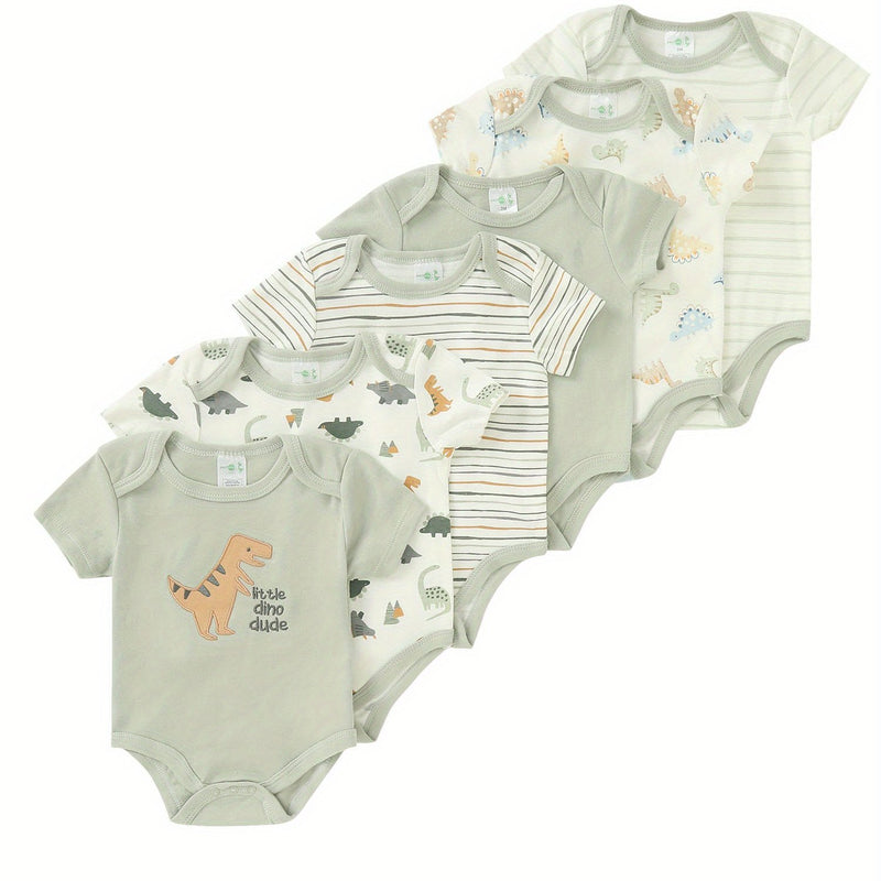 6pcs Youngsters Youngsters Striped Triangle Romper.